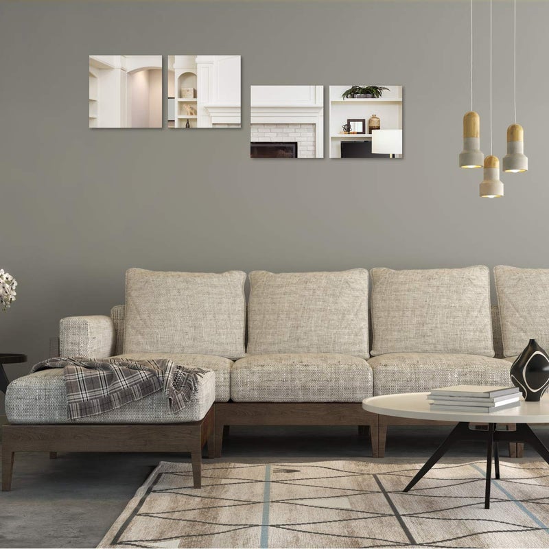 Lamoutor 32 Flexible Mirror Sheets - Square Mirror Tiles Self-Adhesive Wall Stickers for Home Decor - Image 4
